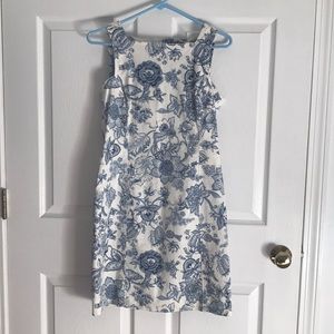 White and blue floral dress